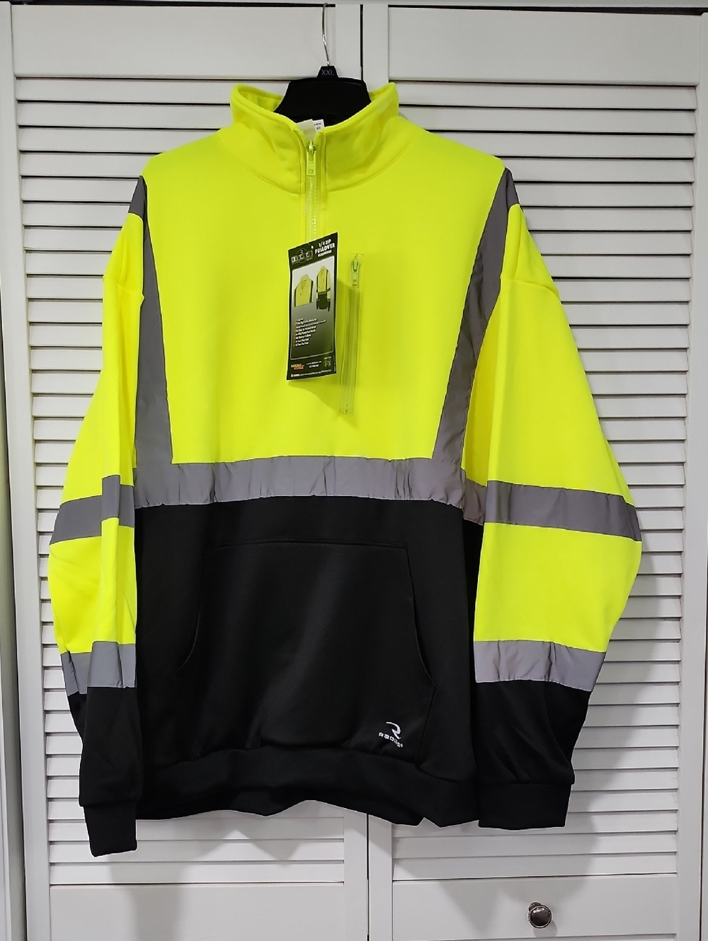 Radwear Safety Yellow/Black Sweatshirt. Men's 4X. 1/4 Zip. Reflective NWT